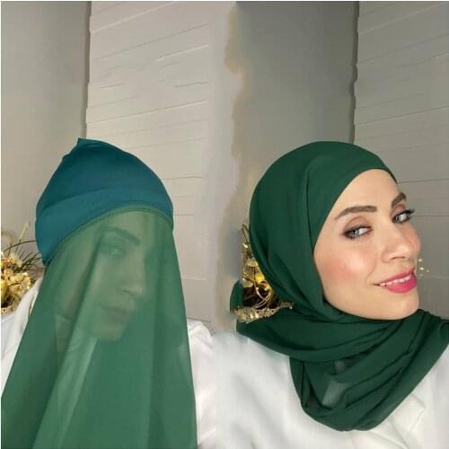 Lslamic turban ladies turban instant chiffon hijab with a bonnet under scarf unique design chiffon hijab scarf for Muslim women
