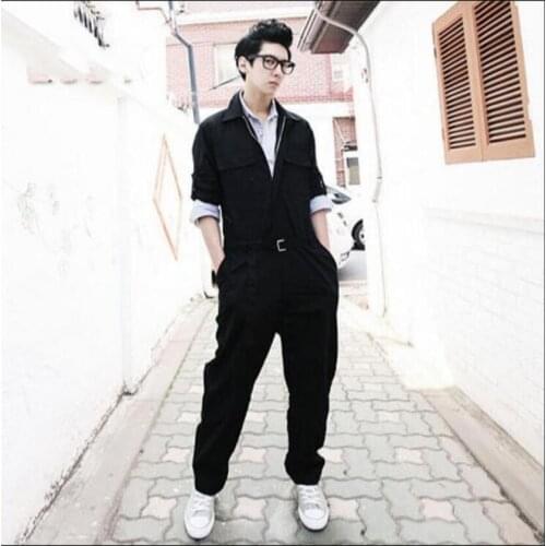 M-4xl Spring And Summer New Men Personality Fashion Alternative Large Size Zipper Jumpsuit Tooling Casual Hair Stylist Overalls
