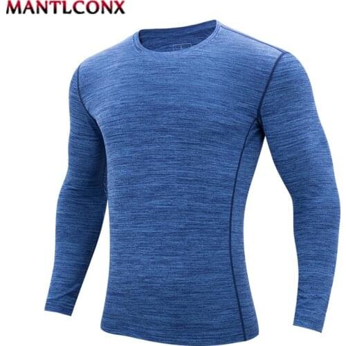 MANTLCONX Quick Dry Men Running T Shirt Fitness Tight Long Sleeve Sport tshirt Training Jogging Shirts Men Sportswear Elastic