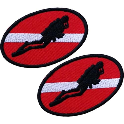 Pack of 2 Ellipse Diver Down Flag Embroidery Patches Embroidered Iron On/Sew On Scuba Diving PADI Divers Emblem Souvenir