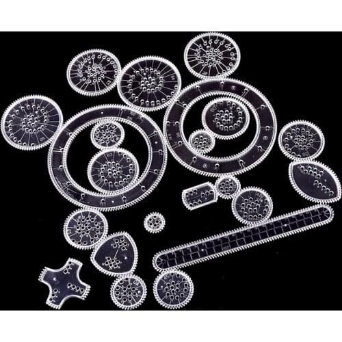 1set Interlocking Gears Wheels Draw Creative Educational Toys School Supplies Spirograph Design Tin Set Draw Spiral Designs