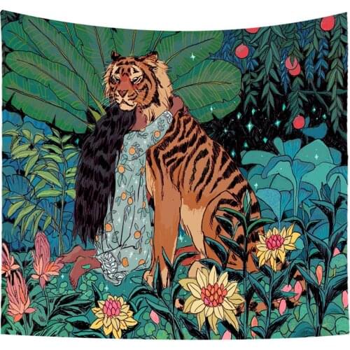 Tapestry Wall Hanging, Mysterious Forest Flower Jungle Animal Moon Ocean Landscape Tapestry for Home Room Décor