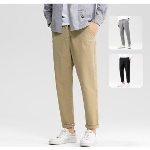 2021 Spring/Autumn New Casual Pants Mens Cotton Elastic Japanese Straight Loose Young Mens Long Pants Mens Fashion trousers