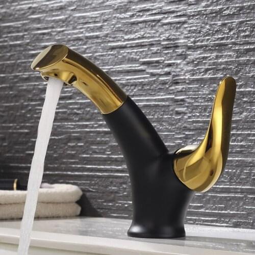 New bronze design pull out black faucet + bathed in gold single bathroom handle fashion sink mixer tap