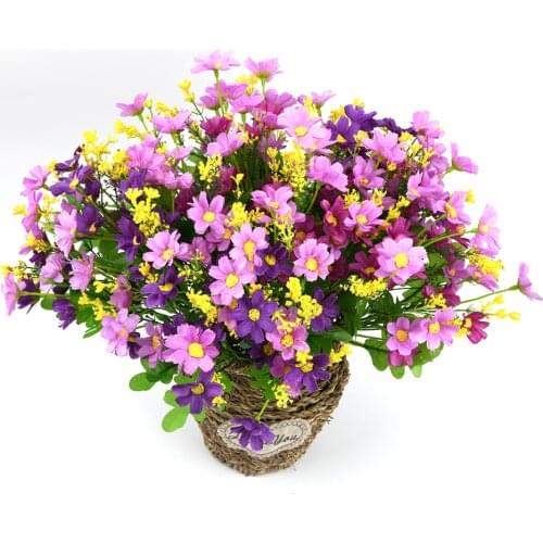 One Bouquet 7 branch 28 heads cute silk daisy artificial decorative flower wedding flower bouquet home room table decoration