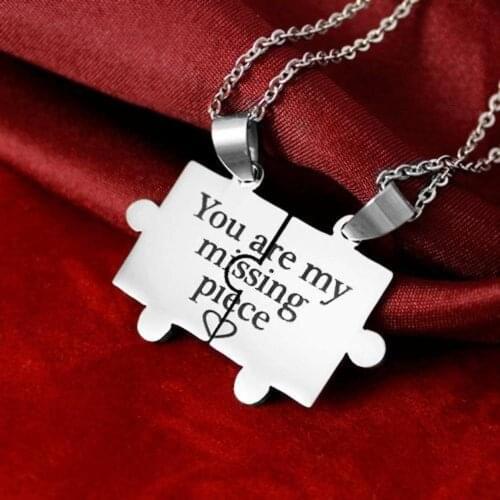AZIZ BEKKAOUI You Are My Missing Piece Necklace Stainless Steel Tag Pendant Necklace For Lover with Gift Box Dropshipping