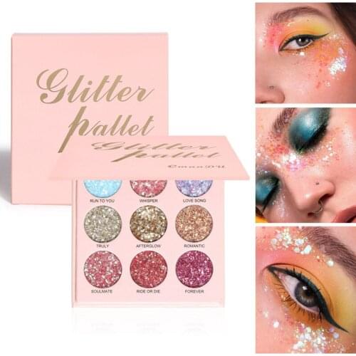 9 Colors Sequins Eyeshadow Palette Glitter High Gloss Powder Eye Shadow Shiny Make Up Palette Shimmer Pigment Eye maquillage