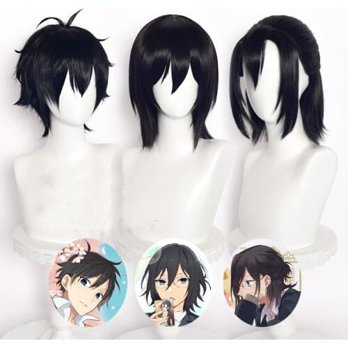 Miyamura Izumi Wig Anime Hori-san to Miyamura-kun Horimiya Cosplay Short Black Wig Heat Resistant Synthetic Hair + Wig Cap