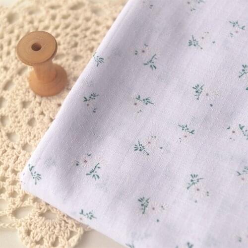 Half Meter Dark Woven Plaid White flower 100% Cotton Fabric For Long Goan Upper Clothes Han Cloth Dress Table Cloth Curtain A88