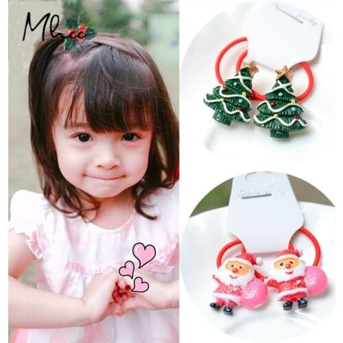 New Christmas Series Hair Accessories Cartoon Elastic Hair Bands Head Rope Girls Hair Rope Colored Rubber Band Decorations