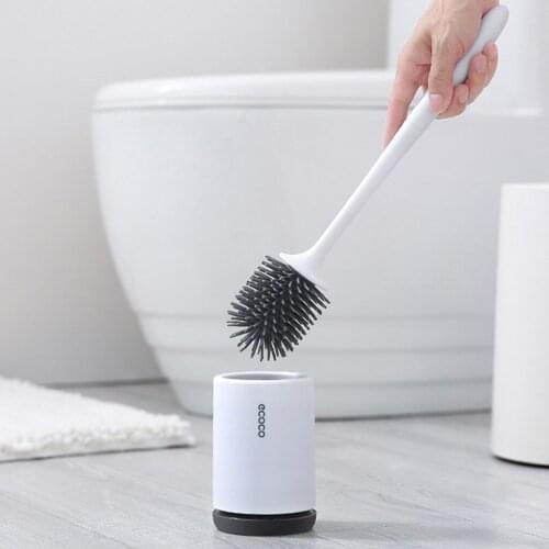Bathroom Toilet Brush and Holder Rubber Head Non-Slip Handle for Toilet Floor Cleaning Bathroom Brushes