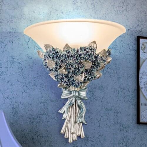 Resin flowers bedroom bedside wall lamp retro Hotel KTV decorative lamps stairs aisle lights living room background wall lights