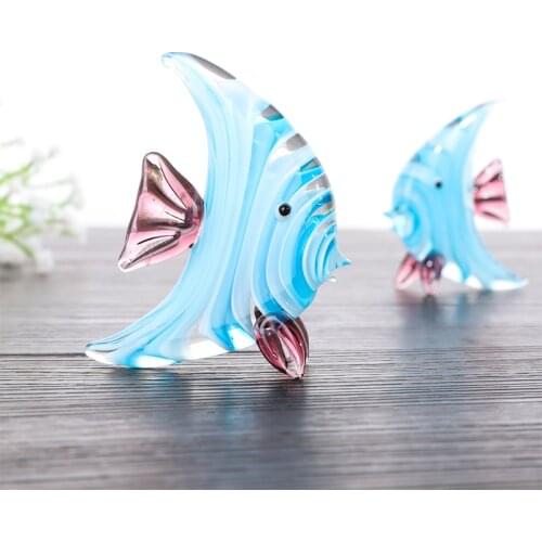 H&D Mini Fish Glass Blown Decorative Figurine Sea Animal Sculpture Handmade Craft Gifts For Kids Glass Art Home Table Decor