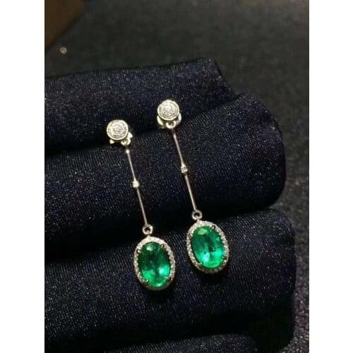 Natural And Real emerald earring Free shipping Real original emerald 925 sterling silver Gem Earring