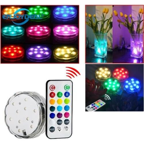 10 LED Waterproof LED Submersible Light Wedding Halloween Christmas Decoration Party LED Light With Remote Controller