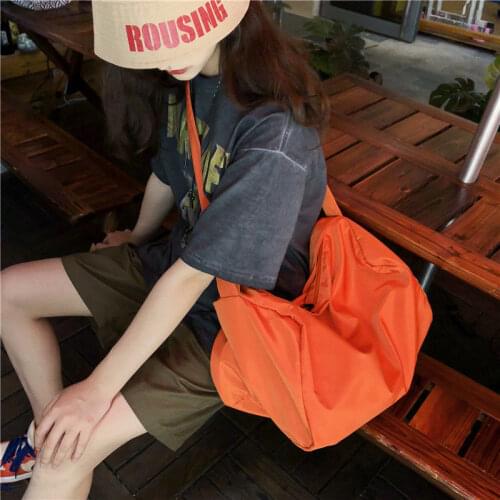 Women Tote Bag Nylon Casual Unisex Solid SOFT Zipper High-Capacity Travel Bag Shipping Bag Shoulder Bag Handbag School Bag