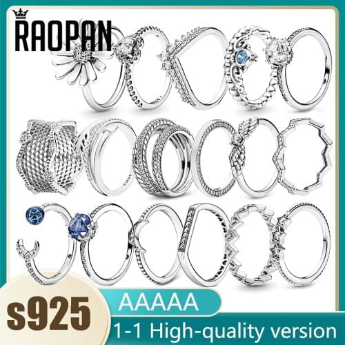 RAOPAN high quality 925 sterling silver fashion elegant love princess crown ring wedding party female jewelry