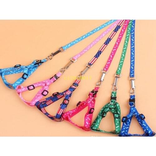 1.0*120cm Dog Harness Leashes Nylon Printed Adjustable Pet Dog Collar Puppy Cat Animals Accessories