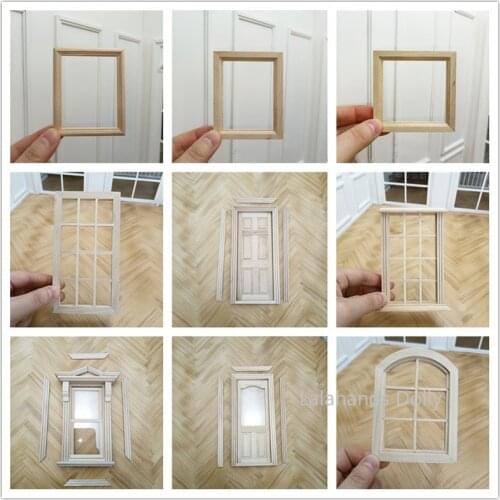1:12DIY Dollhouse Craft Boutique Mini Door Window Stair and handrail Set for Doll House Living Room Kitchen Furniture Decoration
