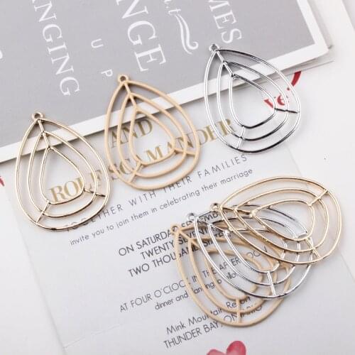 10PCS/Lot New Fashion Jewelry Alloy Metal Water Drop Shape Geometric Accessories Pendant For DIY Bracelet Necklace