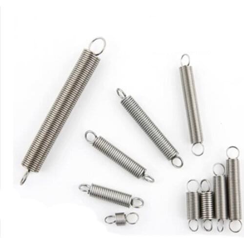 2Pcs 304 1.0*8*L Stainless Steel Dual Hook Small Tension Spring Accessories Wire Dia 1.0mm Outer Dia 8mm Length 30-150mm