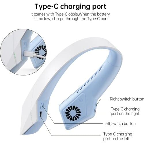 2021Portable Neck Fan USB Rechargeable Sports Fan for Home Outdoor Ventilador Portatil Abanicos