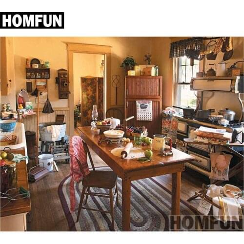 HOMFUN Full Square/Round Drill 5D DIY Diamond Painting "Grandmas Kitchen" 3D Embroidery Cross Stitch 5D Decor A00825
