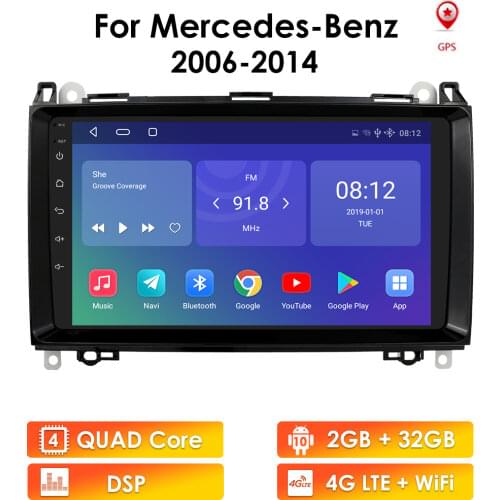 Android 10 Car Radio GPS Player for Mercedes Benz W245 2008 W169 W639 2006-2014 2G+32G WIFI 2 Din 4G LTE Autoradio Multimedia