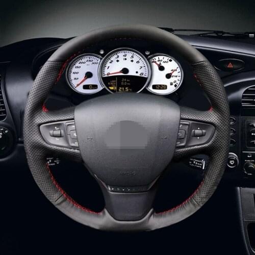 Black Artificial Leather Car Steering Wheel Cover for Peugeot 408 2014 2015
