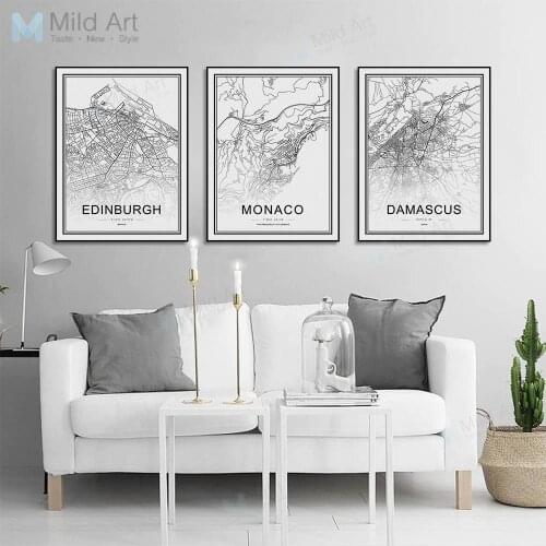 Black and White World City Map Las Vegas Toronto Posters Prints Nordic Living Room Home Decor Wall Art Pictures Canvas Paintings