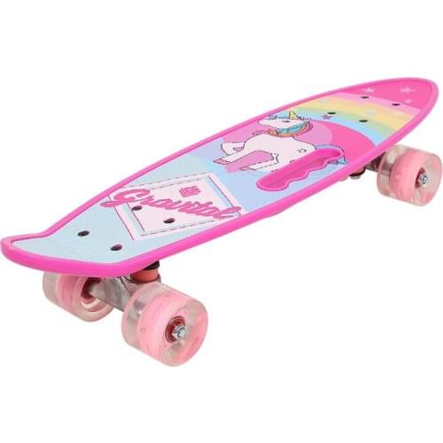 Four-wheel Skate Board Flashing Light Mini Skateboard Plastic Longboard For Girl Boy Fishboard Street Outdoor Sports HWC