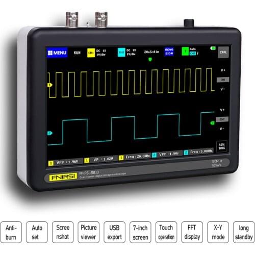 Digital Oscilloscope ADS1013D Oscilloscope 2 Channels 100MHz Band Width 1GSa/s Sampling Rate Oscilloscope with Touching Screen