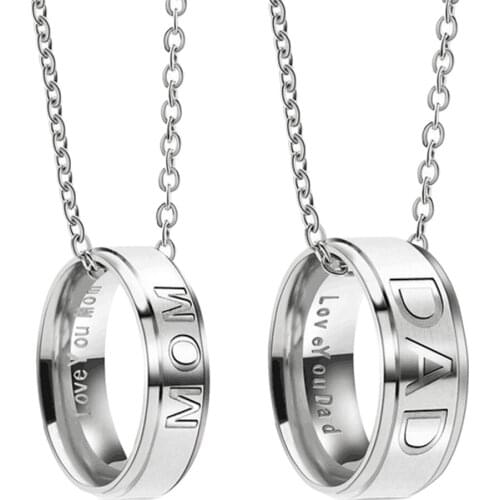 Day Love Engraved New Design Jewelry Dad /Mom Stainless Steel Necklace for Family Members Fathers Day Mother Days Gift