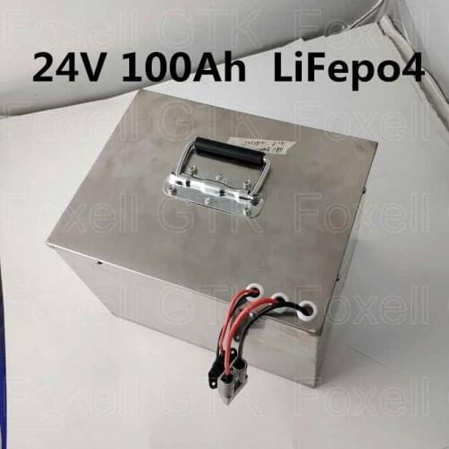 Deep cycle 3000W 24V 100AH Lifepo4 battery BMS for Sightseeing coach inverter EV solar energy storage telecom base +5A Charger
