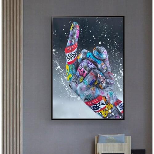 Graffiti Wall Art Fingers and Fists Canvas Painting Abstract Poster Colorful Canvas Print Wall Pictures for Living Room Decor