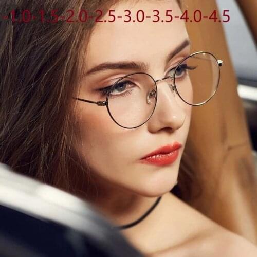 -1 -1.5 -2 -2.5 -3 -3.5 -4 -4.5 -5.0 -5.5 -6.0 Classic Myopia Glasses Women Men Optical Glasses metal Eyewear Frame