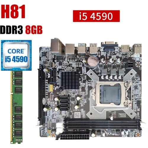H55 Motherboard LGA 1150 set kit with Intel xeoni5 4590 CPU processor 8GB DDR3 RAM