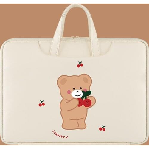 Korea Cute Bear Laptop Case for Macbook Pro14 15.6-inch Notebook Portable Storage Bag for Huawei Glory 16.1 Lenovo Air14 Cover