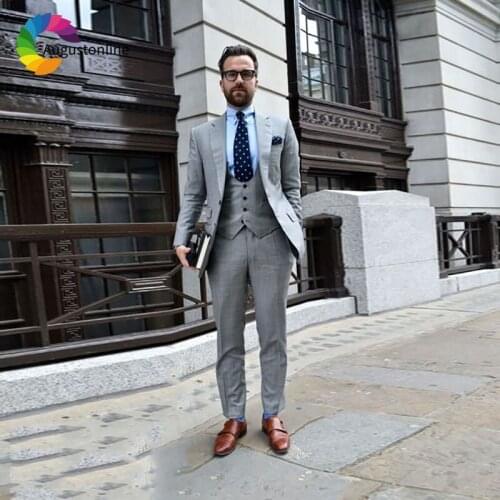 Grey Linen Men Suits Beach Wedding Custom Made Man Blazer Masculino Slim Fit Casual Groom Tuxedo 3Piece Jacket Pants Vest