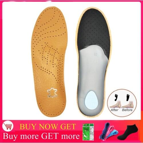 Leather Orthotic Insole For Shoes Flat Feet Arch Support Orthopedic Shoes Sole Insoles For Men And Womens shoes Pads