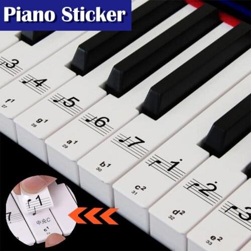 Hot! Transparent Piano Keyboard Sticker 49 61 76 88 Key Electronic Keyboard 88 Key Piano Stave Note Sticker for White Keys