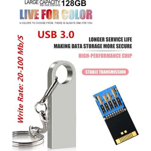 Metal Waterproof Usb Flash Drive USB 3.0 128GB Pendrives High Quality Pen Drive 8GB 16GB 32GB 64GB U Disk Commercial LOGO