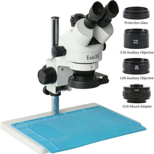 3.5X-90X Simul-Focal Stereo Trinocular Microscope 2MP HD VGA Camera 56 LED Light WF10X Eyepiece 0.5X CTV Barlow Lens For Repair