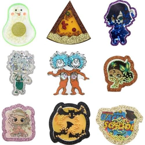 Cartoon Quicksand Sequins Acrylic Planar Resin Shakers DIY Bow-knot Crafts Home Craft Phone Case Home Decoration,1Yc19857