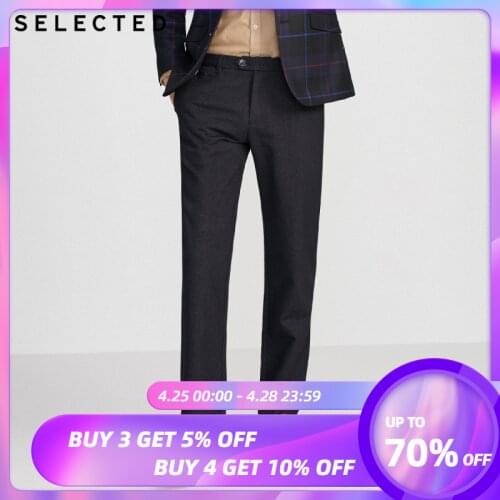 SELECTED Autumn 100% Cotton Pants Mens Twill Business Casual Trousers S|420114510