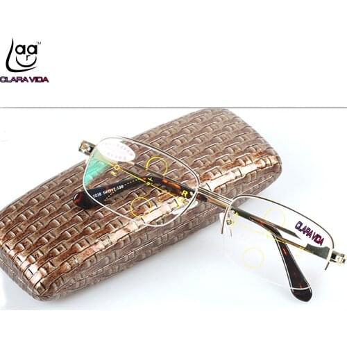 = Clara Vida Progressive Multifocal Reading Glasses Mens See Near Far Ultra Light Alloy For Intelligence Add +1 +1.5 +2 To +4