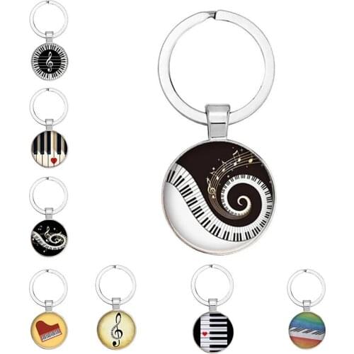 Musical Instrument Clarinet Guitar Flute Violin Music Keychain Pendant Musical Notes Handmade Keychain Keyring Music Glass Dome