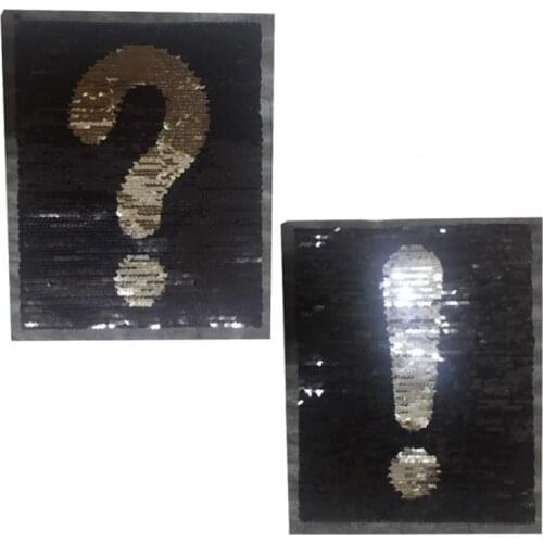 Patch deal with it clothes t shirt women stickers Reversible change color sequins ? ! mark 24cm sweet patches for clothing