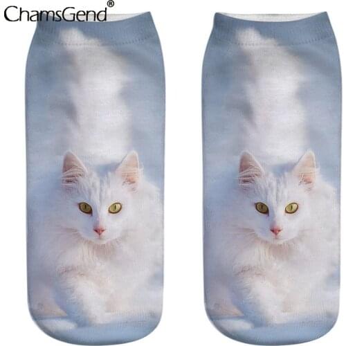 2021 Fashion 3d Print Funny Cute Cartoon Kitten Unisex Short Socks Creative Colorful Cat Face Happy Low Ankle Socks Dropshipping