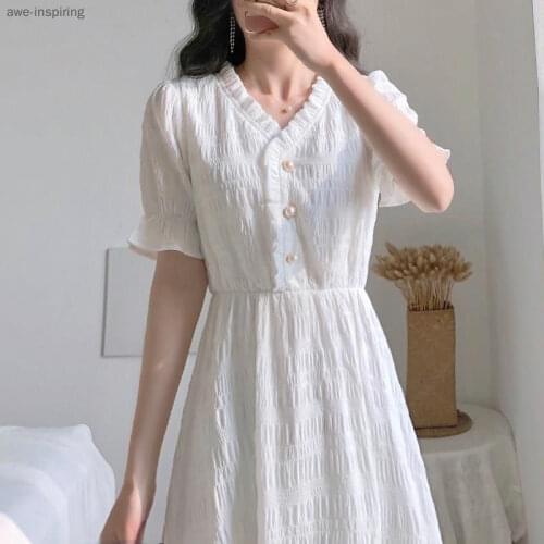2021 Summer New Dress Fashion Temperament Popular Gentle Skirt Platycodon Cortex Temperament Fairy White Thin and Sweet